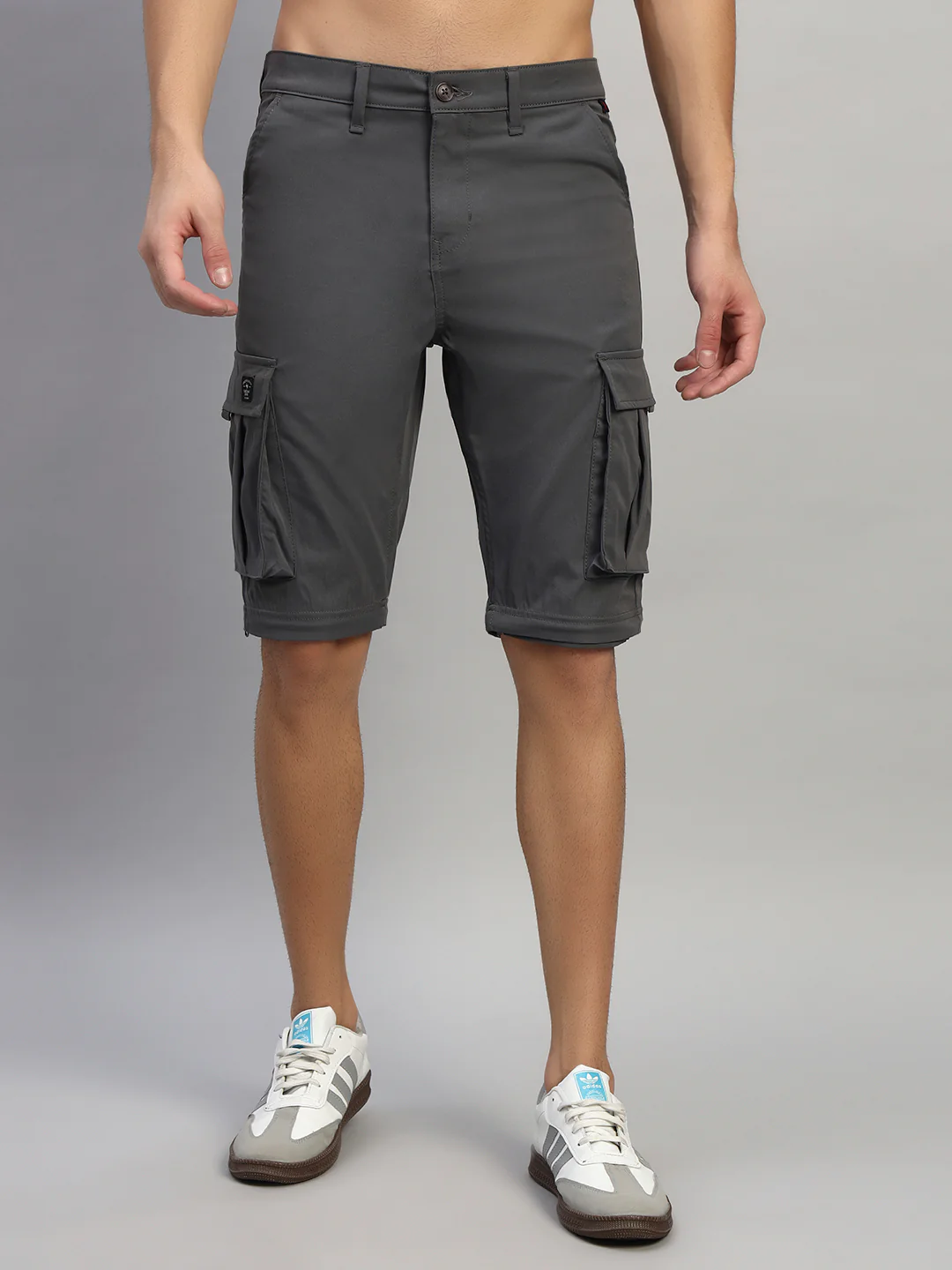Men's Solid Charcoal Regular Fit Casual Cargo - Image 10
