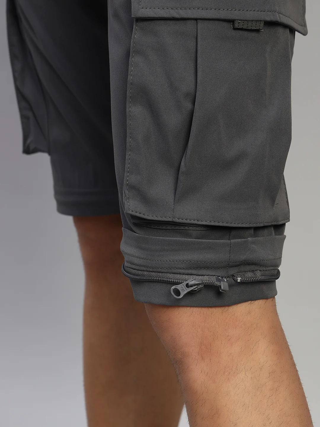 Men's Solid Charcoal Regular Fit Casual Cargo - Image 11