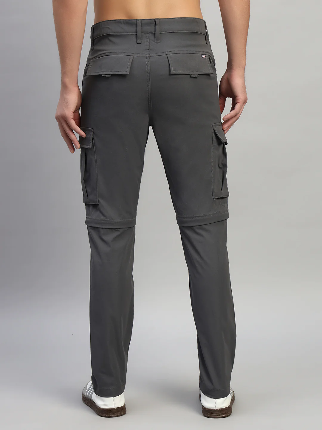 Men's Solid Charcoal Regular Fit Casual Cargo - Image 2