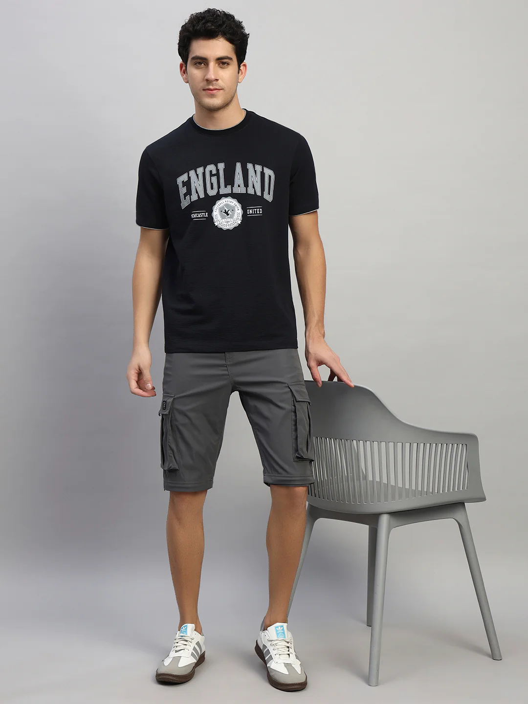 Men's Solid Charcoal Regular Fit Casual Cargo - Image 9
