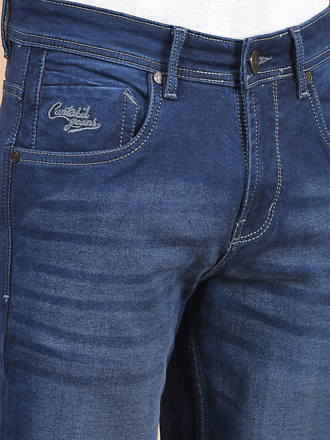 Denim Jeans for Men l Breathable & Soft with Color Fastness Ultra Narrow Fit Cotton Fabric Solid Pattern Button Closure - Image 10