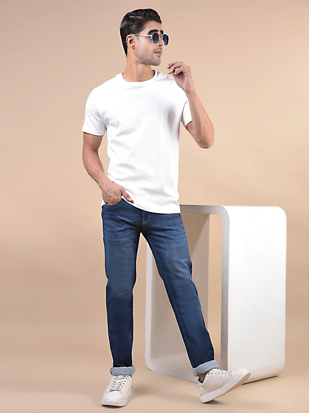 Denim Jeans for Men l Breathable & Soft with Color Fastness Ultra Narrow Fit Cotton Fabric Solid Pattern Button Closure - Image 3
