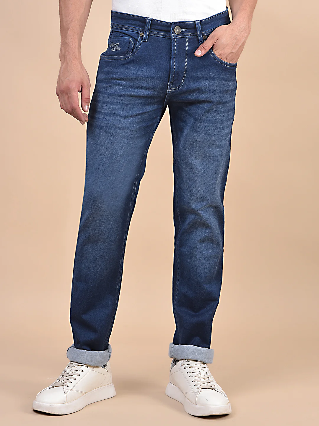 Denim Jeans for Men l Breathable & Soft with Color Fastness Ultra Narrow Fit Cotton Fabric Solid Pattern Button Closure - Image 6