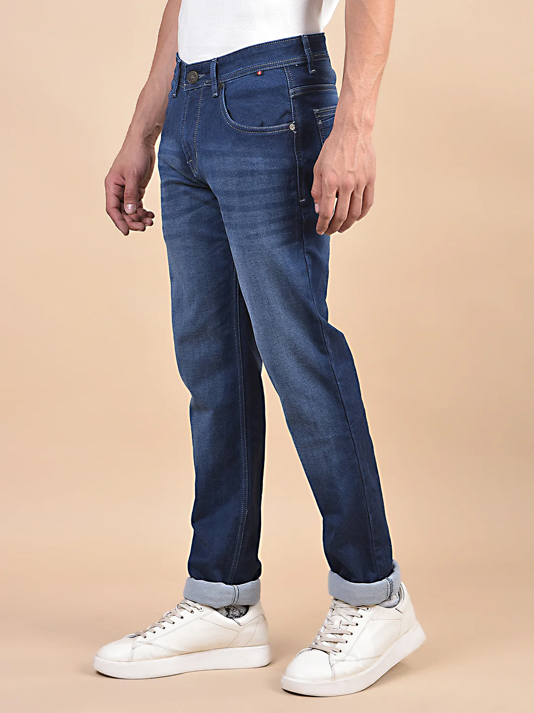 Denim Jeans for Men l Breathable & Soft with Color Fastness Ultra Narrow Fit Cotton Fabric Solid Pattern Button Closure - Image 7