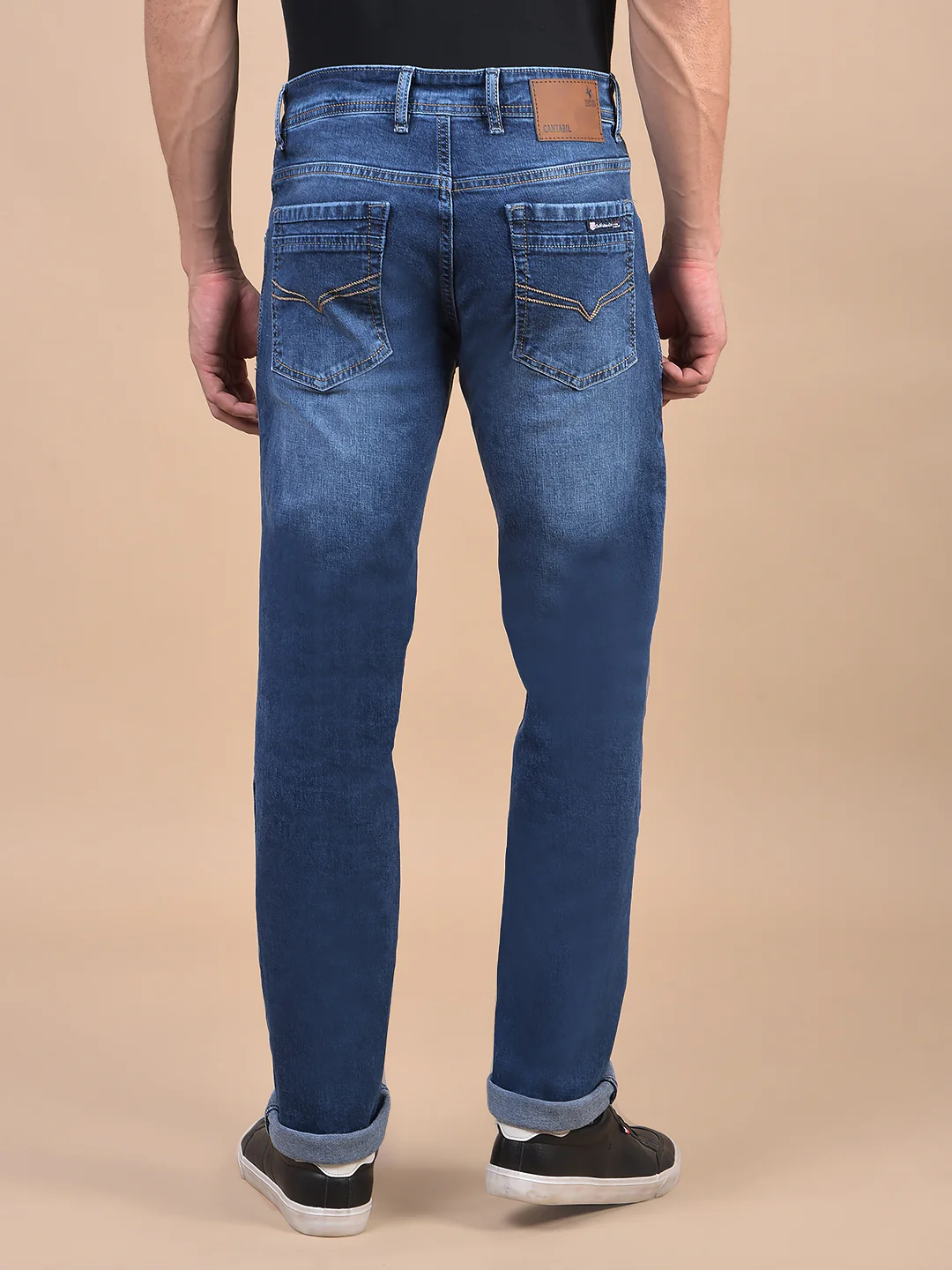 Denim Jeans for Men l Breathable & Soft with Color Fastness Ultra Narrow Fit Cotton Fabric Solid Pattern Button Closure - Image 4