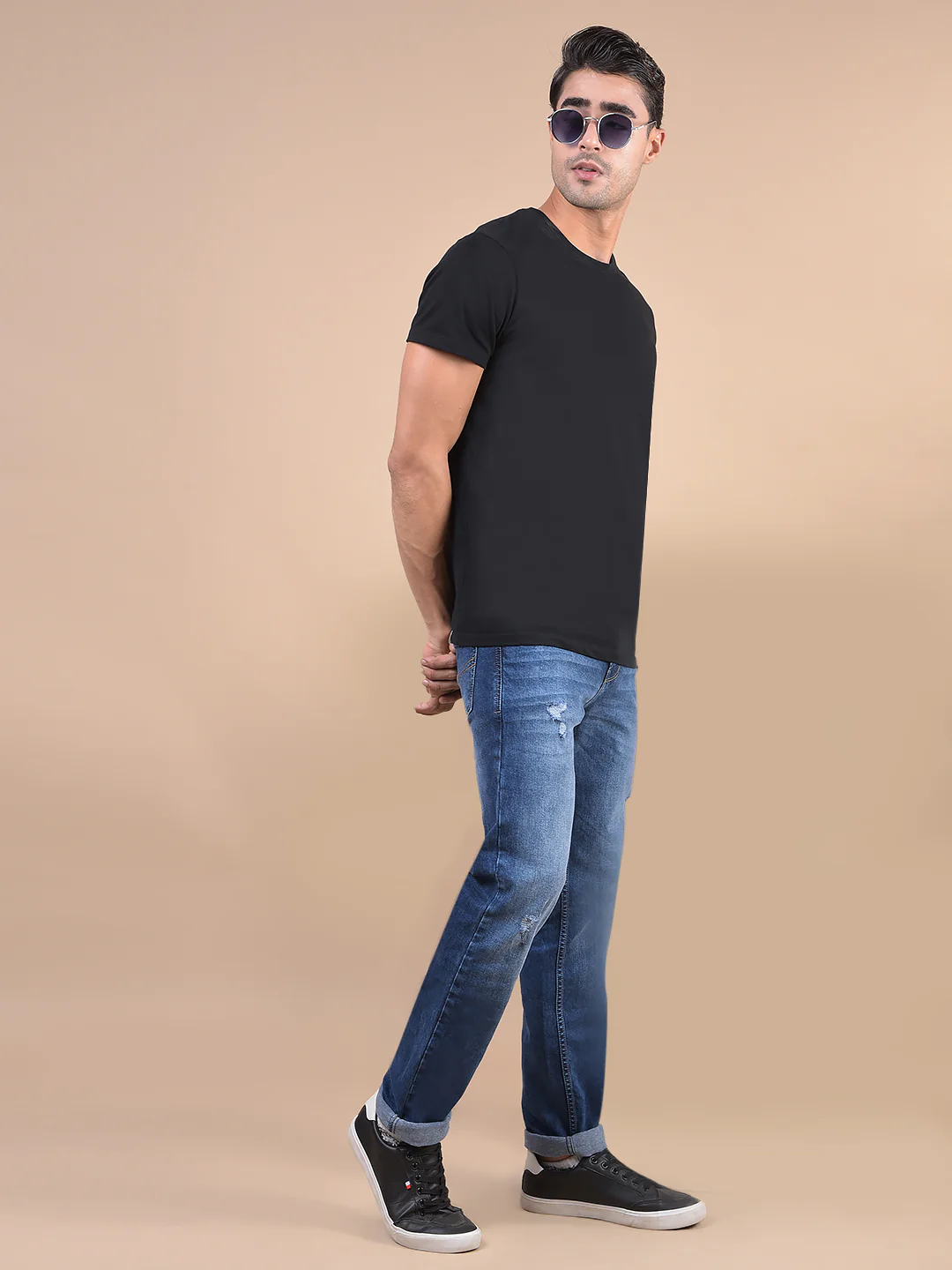 Denim Jeans for Men l Breathable & Soft with Color Fastness Ultra Narrow Fit Cotton Fabric Solid Pattern Button Closure - Image 8