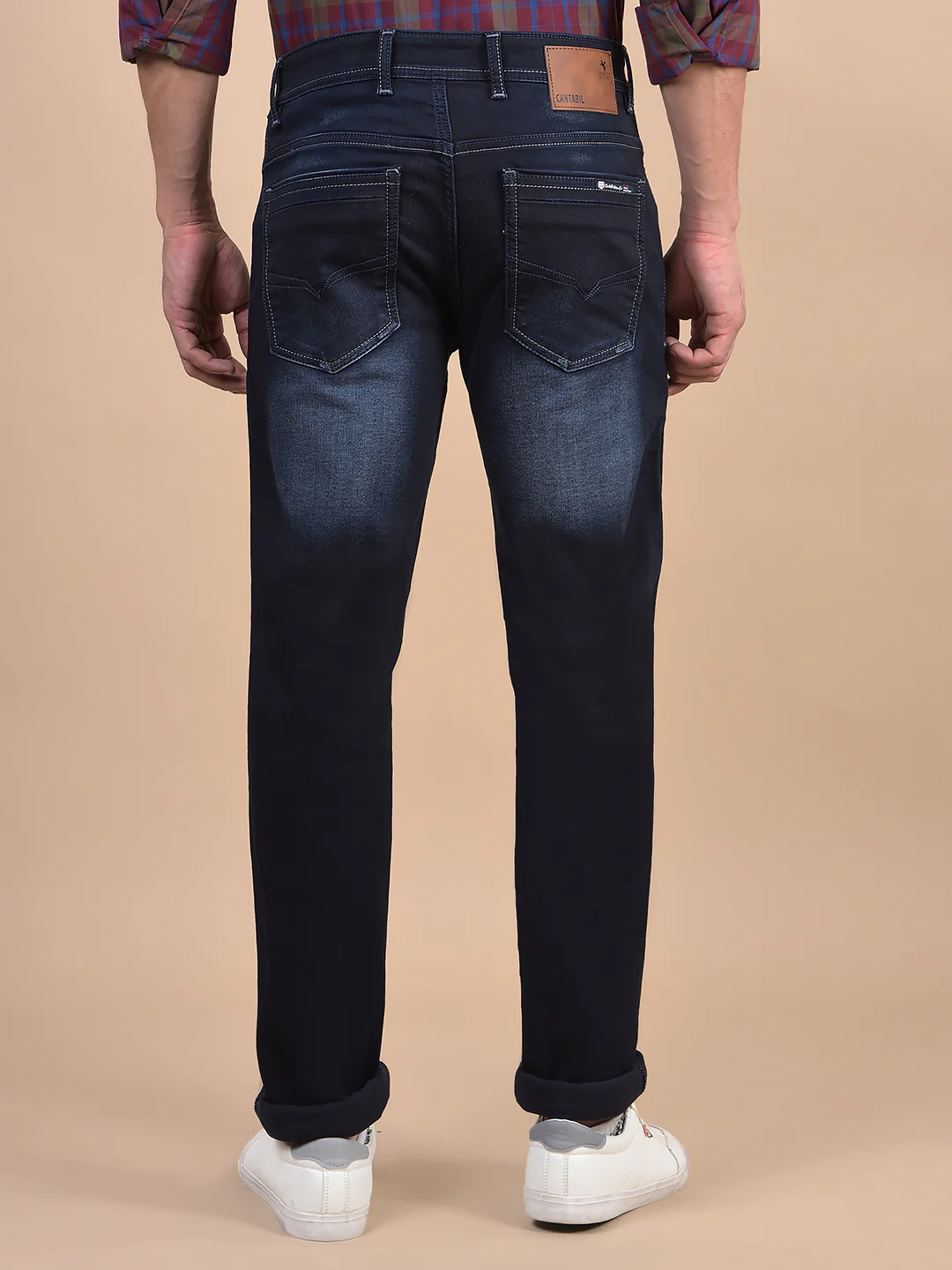 Denim Jeans for Men l Breathable & Soft with Color Fastness Ultra Narrow Fit Cotton Fabric Solid Pattern Button Closure - Image 4