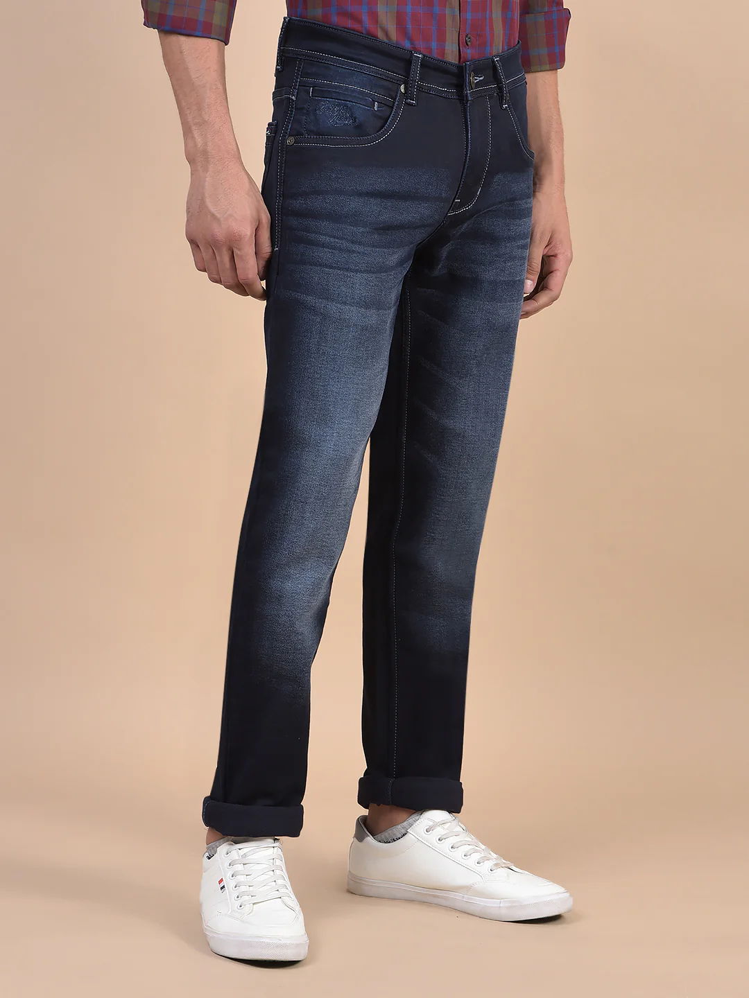 Denim Jeans for Men l Breathable & Soft with Color Fastness Ultra Narrow Fit Cotton Fabric Solid Pattern Button Closure - Image 5