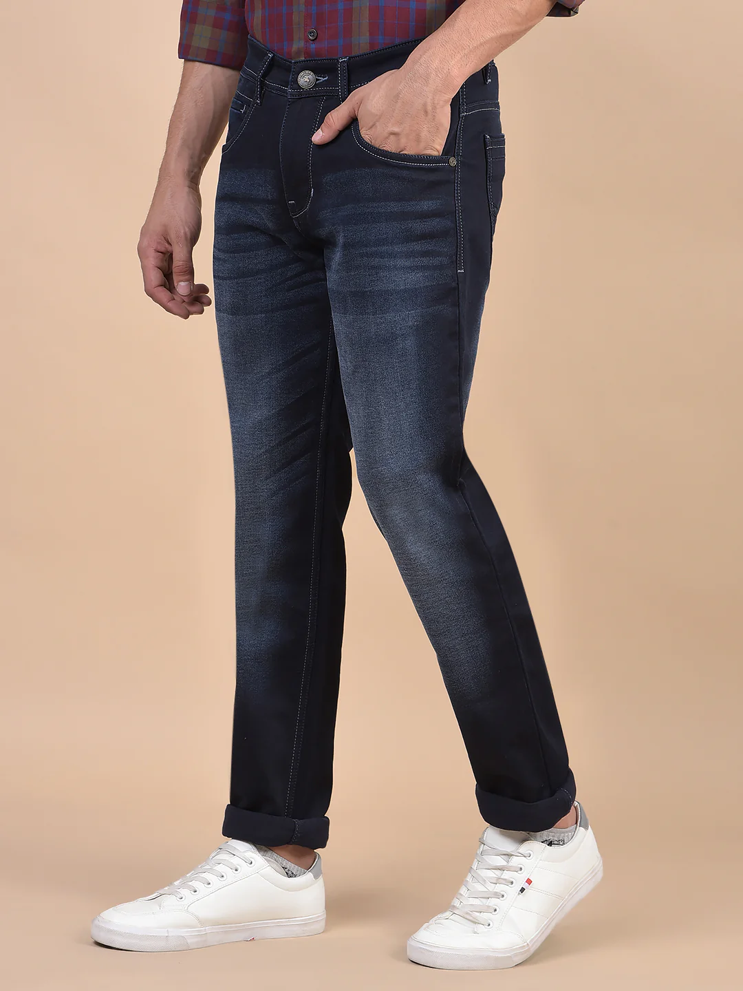 Denim Jeans for Men l Breathable & Soft with Color Fastness Ultra Narrow Fit Cotton Fabric Solid Pattern Button Closure - Image 8