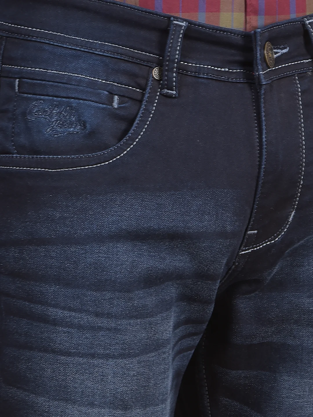 Denim Jeans for Men l Breathable & Soft with Color Fastness Ultra Narrow Fit Cotton Fabric Solid Pattern Button Closure - Image 9