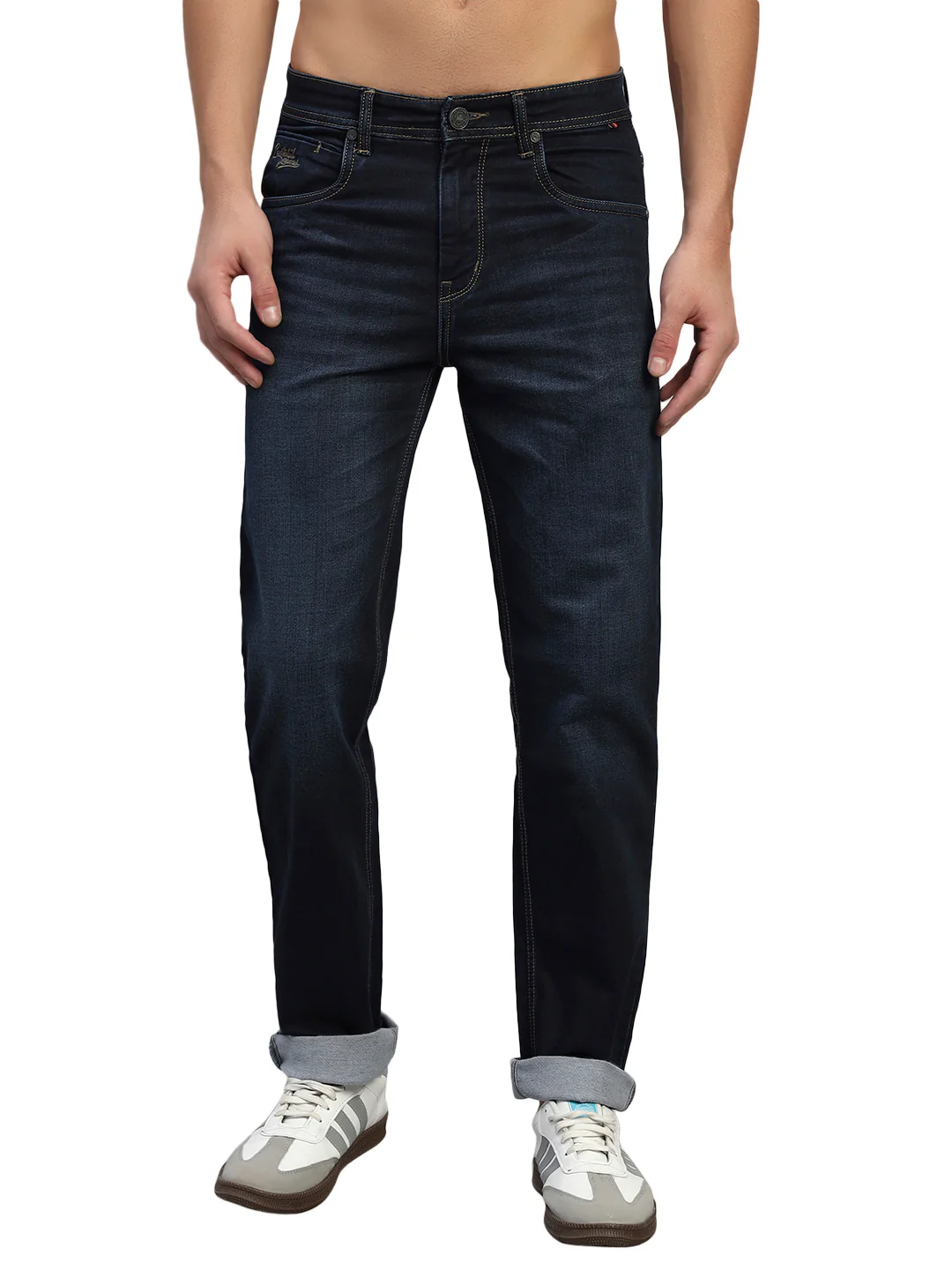 Denim Jeans for Men l Breathable & Soft with Color Fastness Straight Fit Cotton Fabric Solid Pattern Button Closure - Image 3
