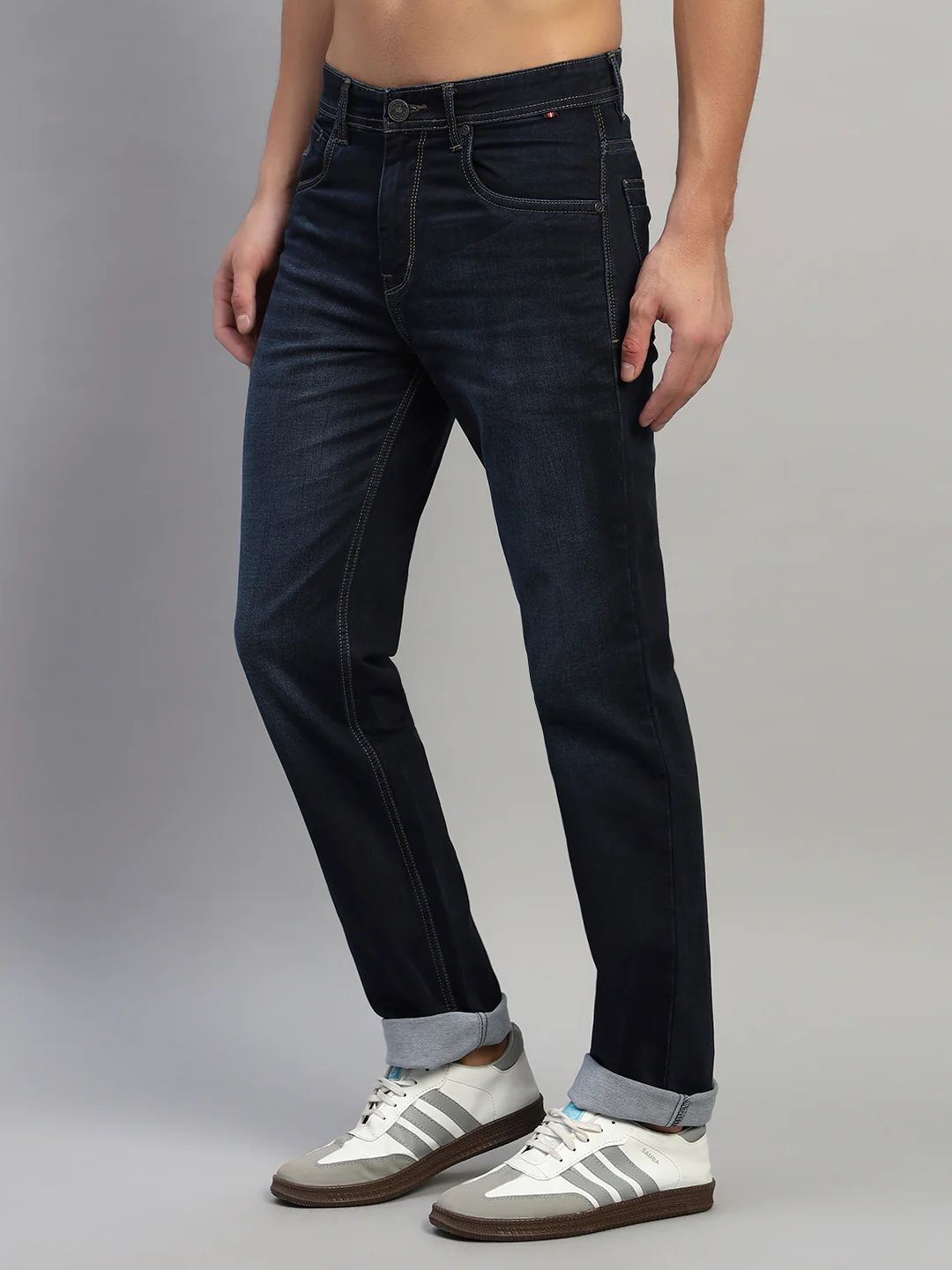 Denim Jeans for Men l Breathable & Soft with Color Fastness Straight Fit Cotton Fabric Solid Pattern Button Closure - Image 5