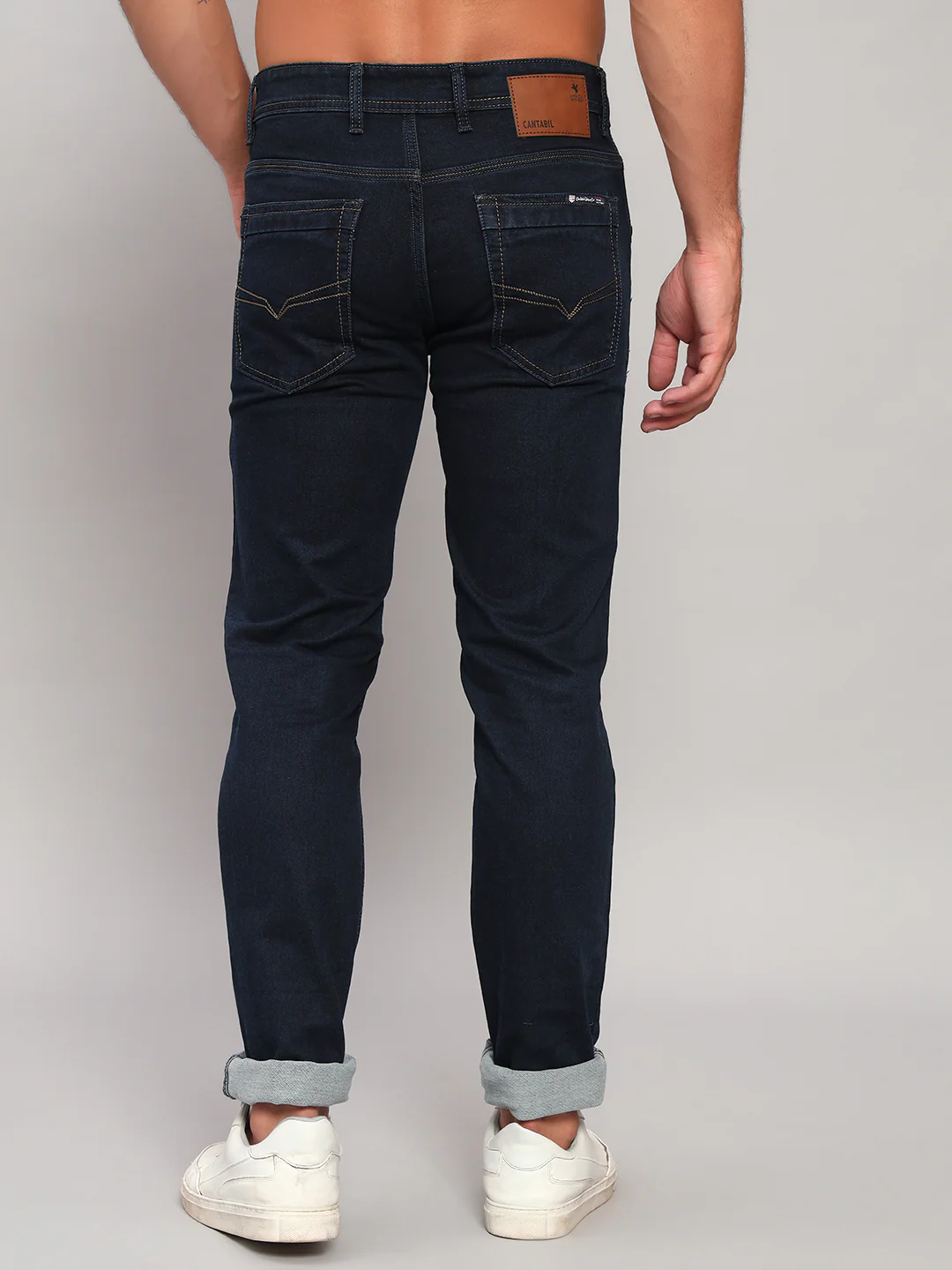 Denim Jeans for Men l Breathable & Soft with Color Fastness Ultra Narrow Fit Cotton Fabric Solid Pattern Button Closure - Image 2