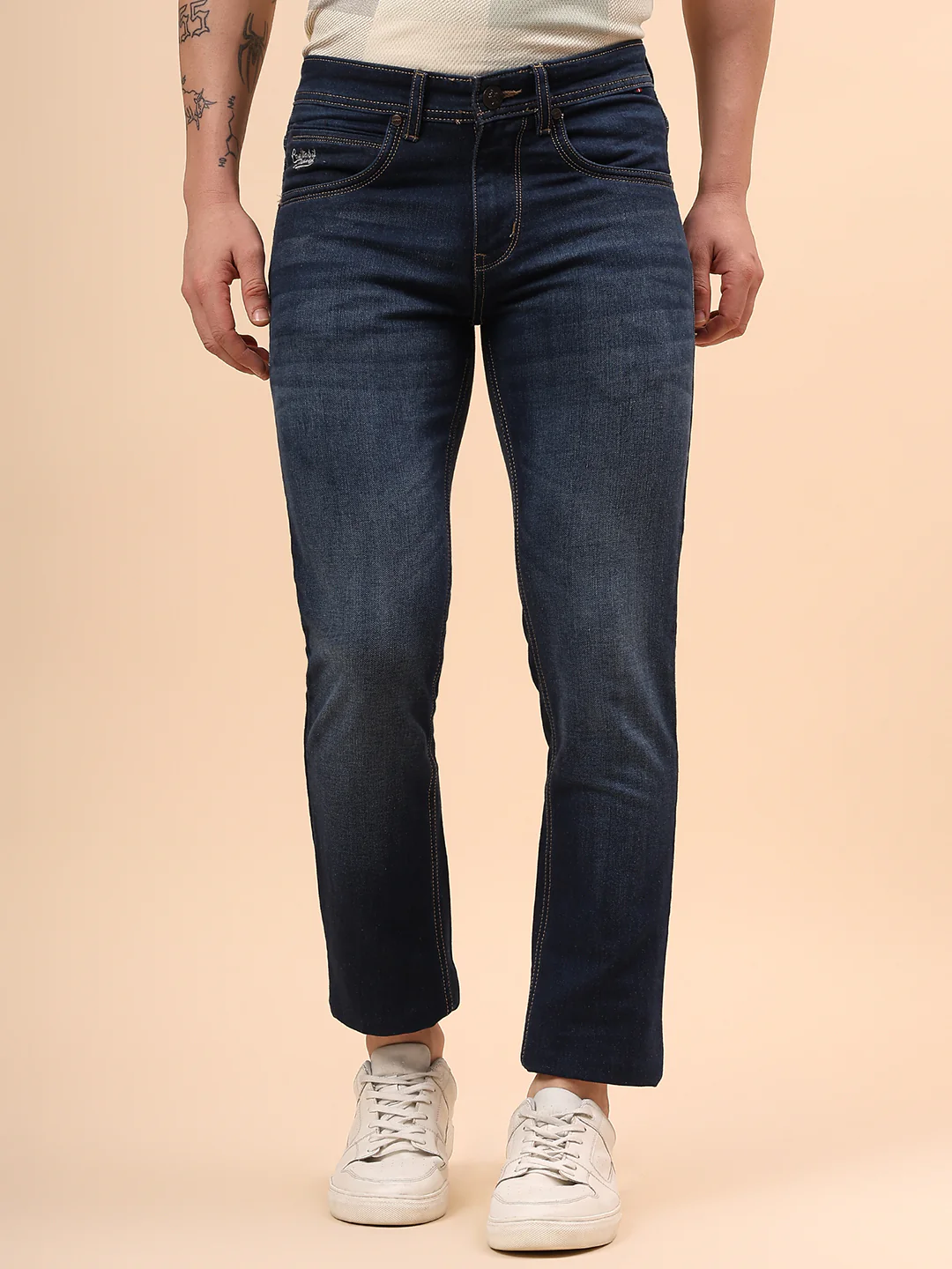 Denim Jeans for Men l Breathable & Soft with Color Fastness Ultra Narrow Fit Cotton Fabric Solid Pattern Button Closure - Image 4