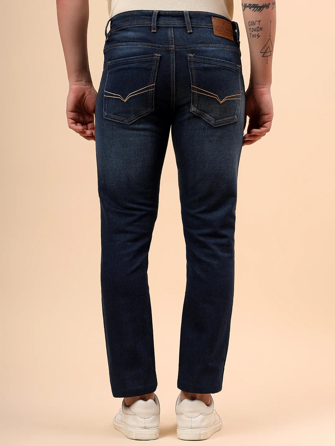 Denim Jeans for Men l Breathable & Soft with Color Fastness Ultra Narrow Fit Cotton Fabric Solid Pattern Button Closure - Image 7