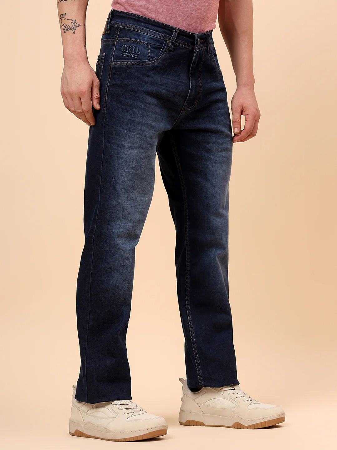 Denim Jeans for Men l Breathable & Soft with Color Fastness Straight Fit Cotton Fabric Solid Pattern Button Closure - Image 6