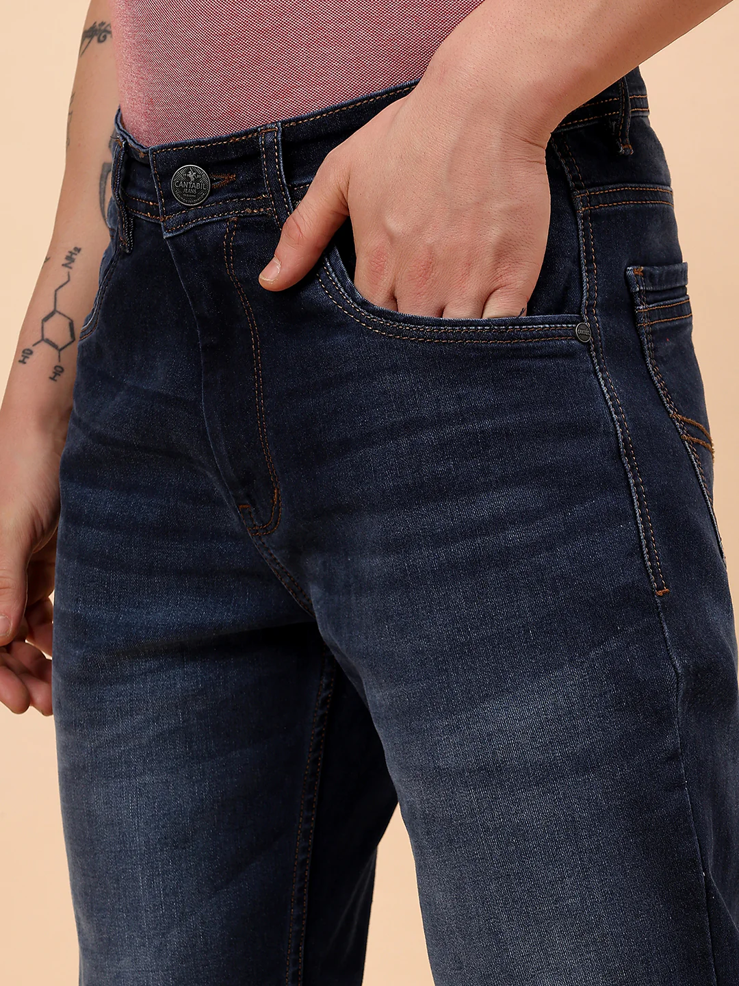 Denim Jeans for Men l Breathable & Soft with Color Fastness Straight Fit Cotton Fabric Solid Pattern Button Closure - Image 8