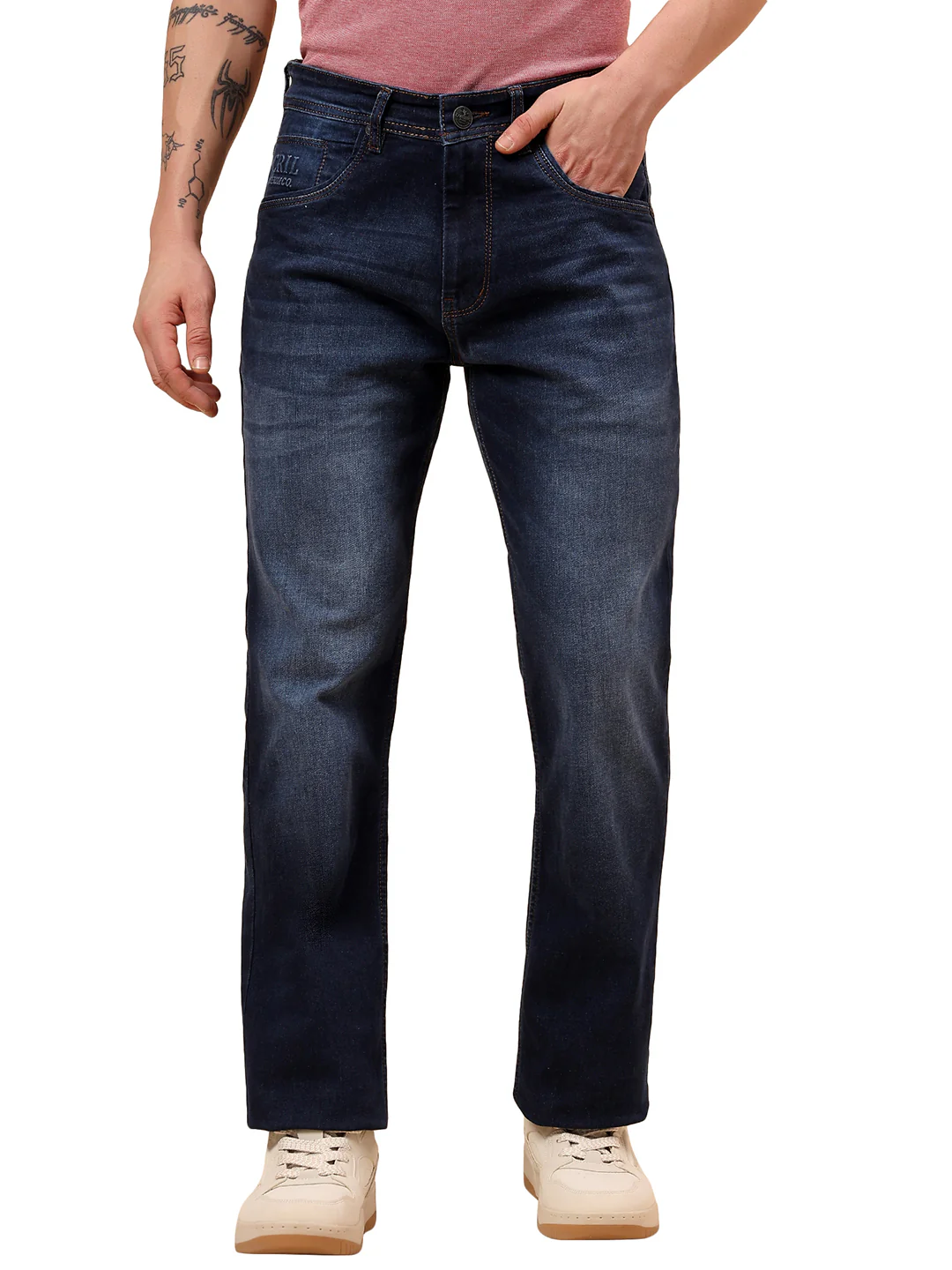 Denim Jeans for Men l Breathable & Soft with Color Fastness Straight Fit Cotton Fabric Solid Pattern Button Closure - Image 9