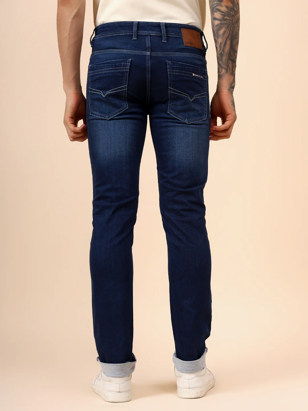 Denim Jeans for Men l Breathable & Soft with Color Fastness Ultra Narrow Fit Cotton Fabric Solid Pattern Button Closure - Image 6