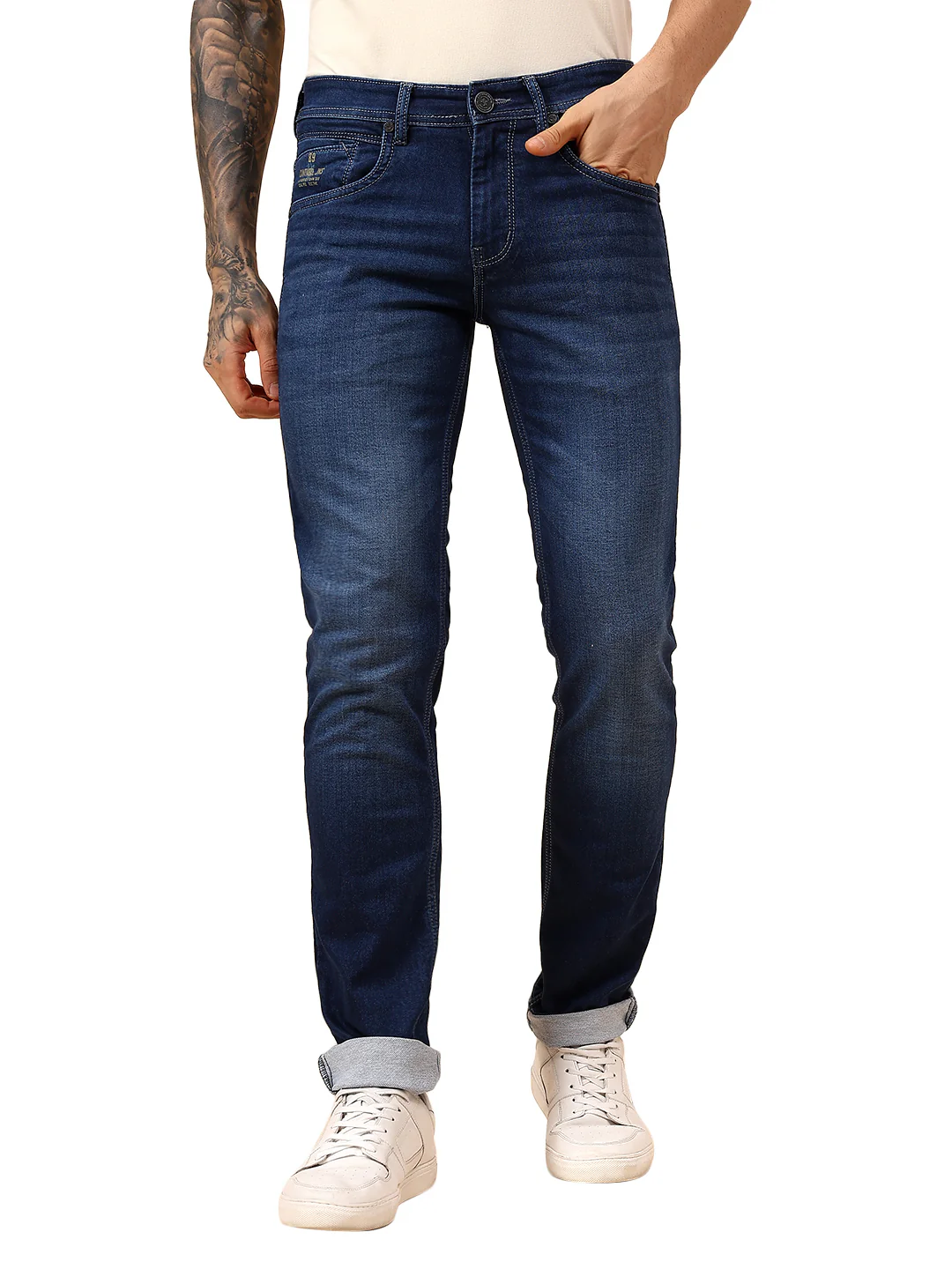 Denim Jeans for Men l Breathable & Soft with Color Fastness Ultra Narrow Fit Cotton Fabric Solid Pattern Button Closure - Image 8