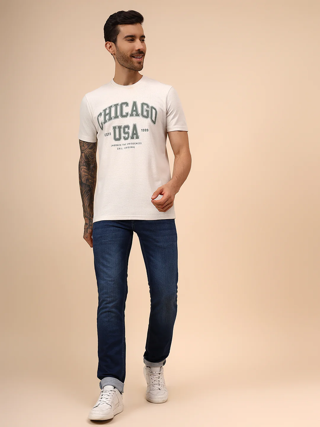 Denim Jeans for Men l Breathable & Soft with Color Fastness Ultra Narrow Fit Cotton Fabric Solid Pattern Button Closure - Image 9
