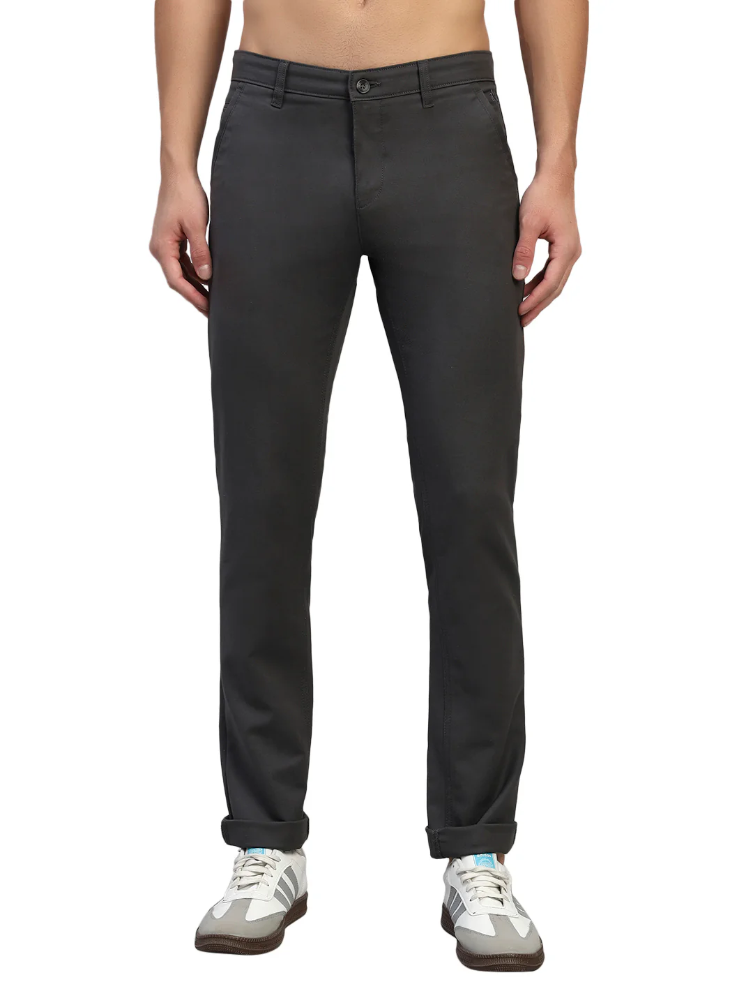 Casual Trouser for Men | Breathable & Soft with Color Fastness Regular Fit Cotton Blend Fabric Solid Pattern Button Closure - Image 3