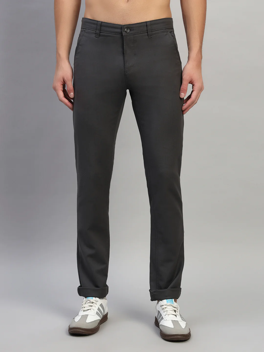 Casual Trouser for Men | Breathable & Soft with Color Fastness Regular Fit Cotton Blend Fabric Solid Pattern Button Closure - Image 4