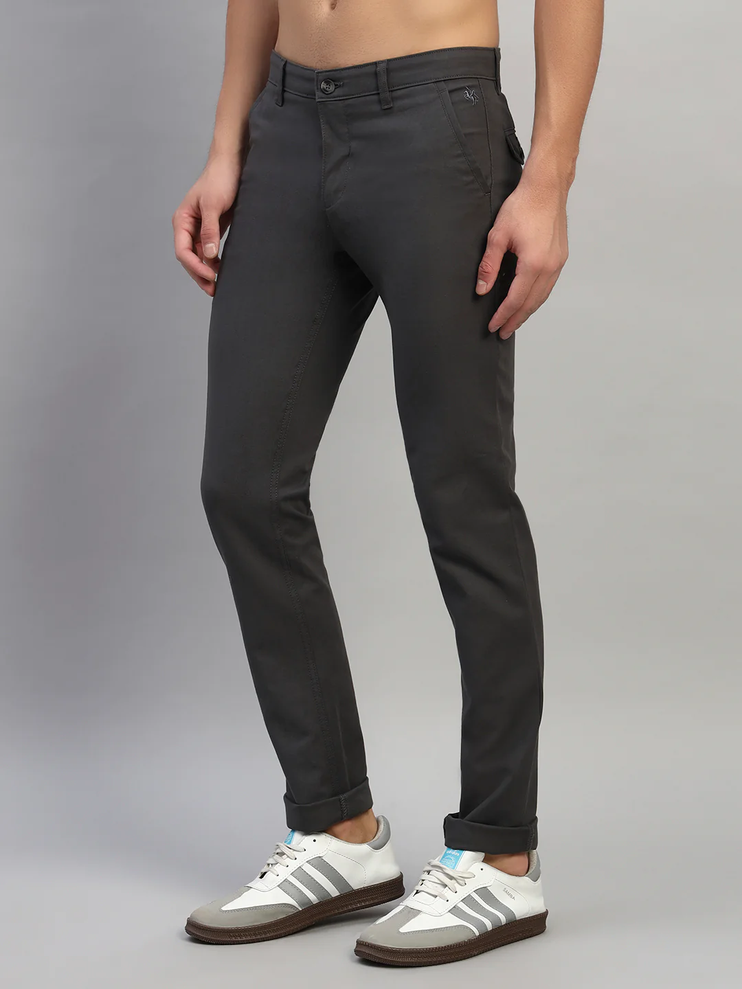 Casual Trouser for Men | Breathable & Soft with Color Fastness Regular Fit Cotton Blend Fabric Solid Pattern Button Closure - Image 5