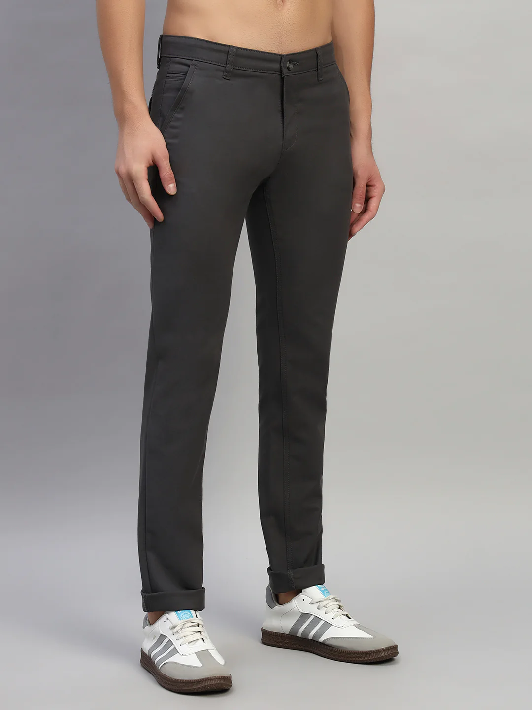 Casual Trouser for Men | Breathable & Soft with Color Fastness Regular Fit Cotton Blend Fabric Solid Pattern Button Closure - Image 6