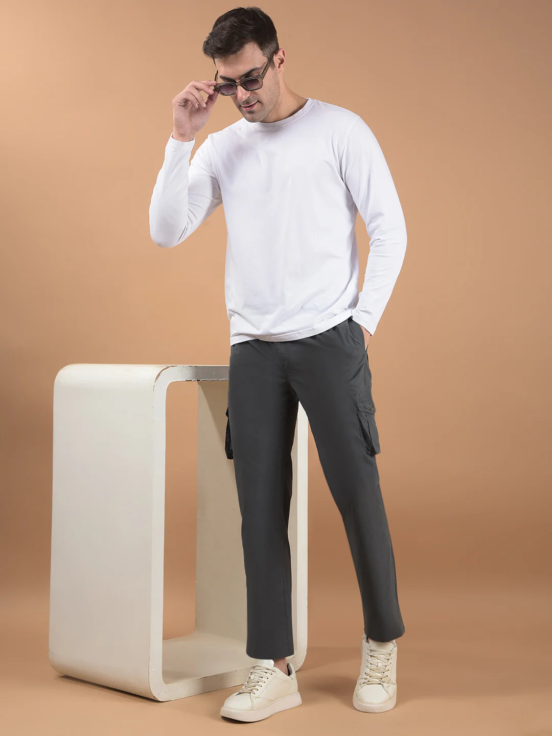 Men's Solid Dark Grey Lower - Image 3