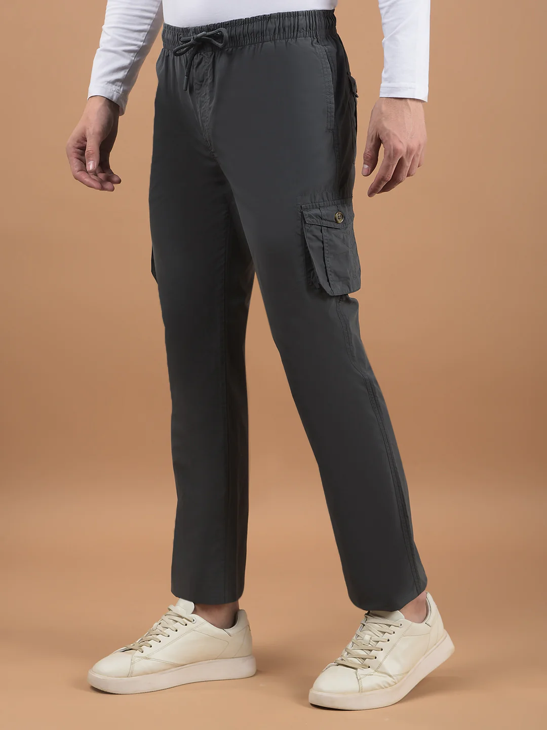 Men's Solid Dark Grey Lower - Image 4