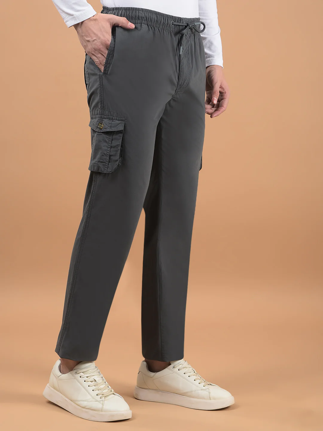 Men's Solid Dark Grey Lower - Image 5