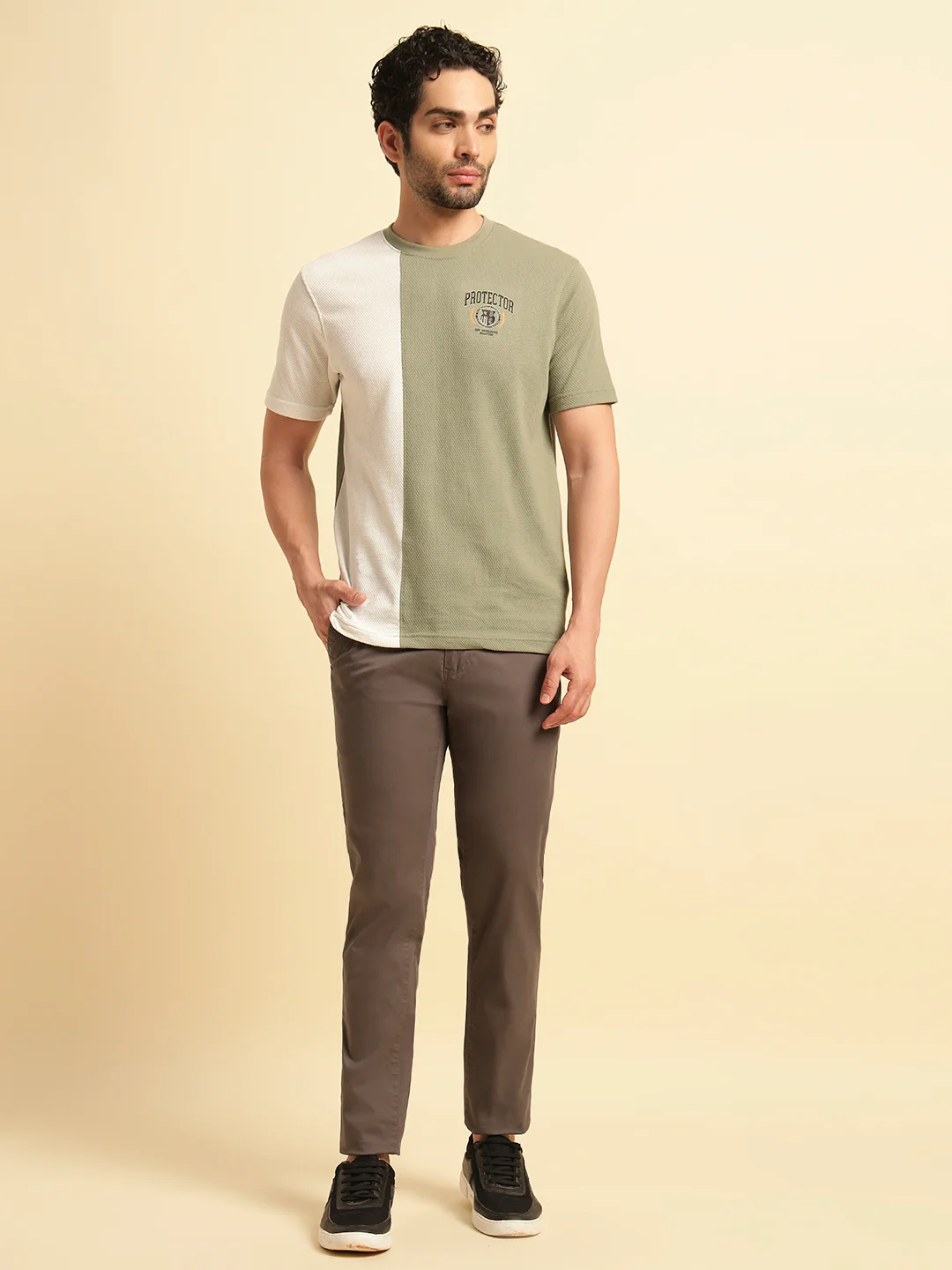 Casual Trouser for Men | Breathable & Soft with Color Fastness Regular Fit Cotton Blend Fabric Solid Pattern Button Closure - Image 2