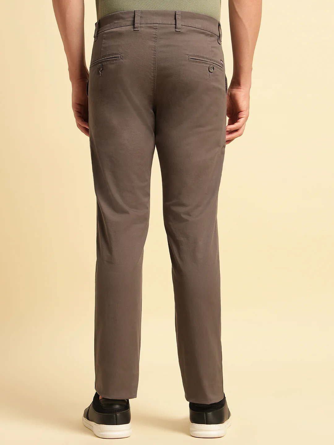 Casual Trouser for Men | Breathable & Soft with Color Fastness Regular Fit Cotton Blend Fabric Solid Pattern Button Closure - Image 4