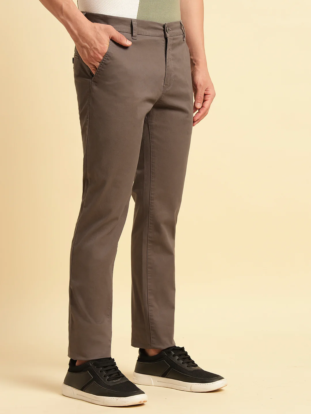 Casual Trouser for Men | Breathable & Soft with Color Fastness Regular Fit Cotton Blend Fabric Solid Pattern Button Closure - Image 6
