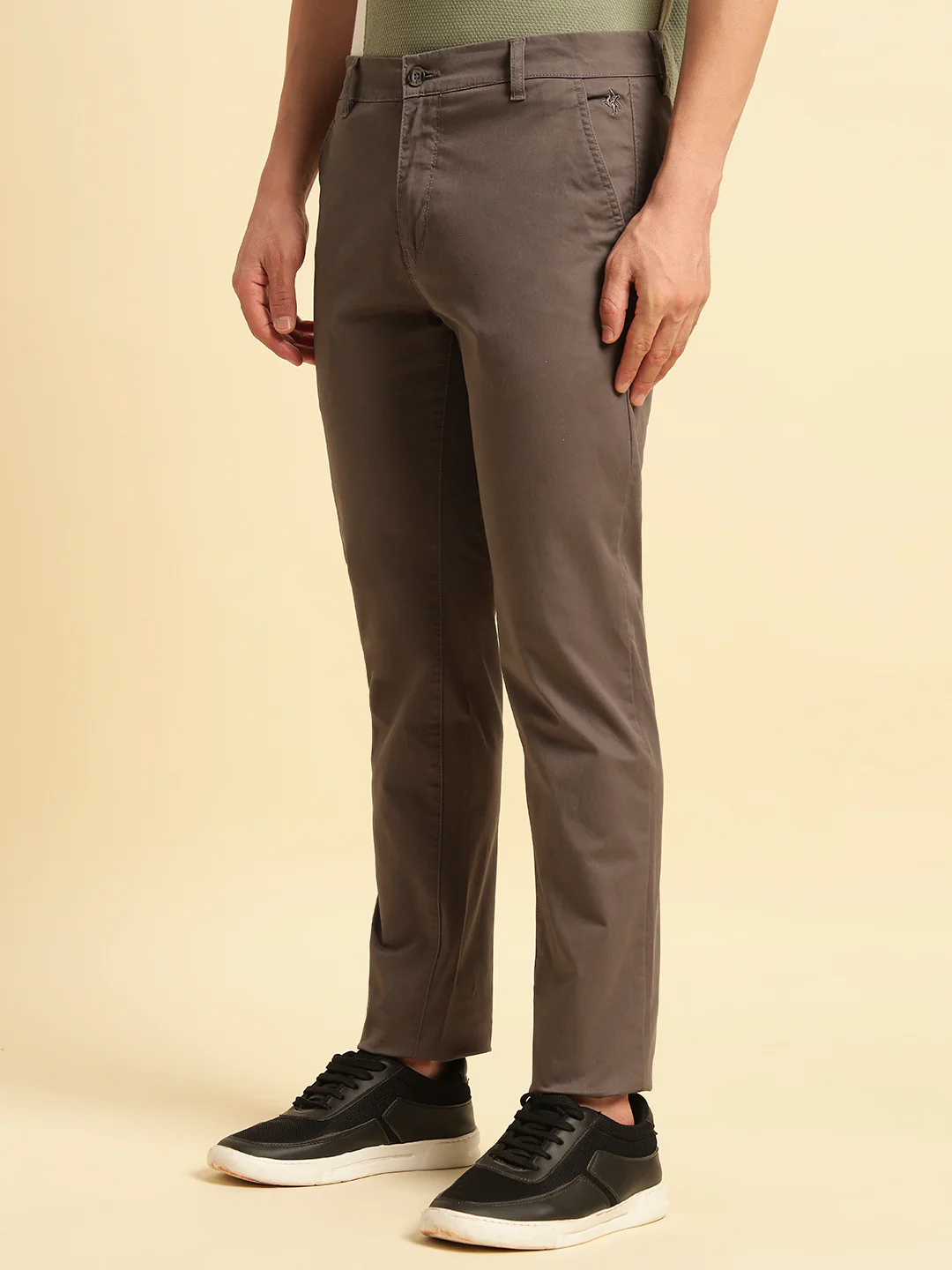 Casual Trouser for Men | Breathable & Soft with Color Fastness Regular Fit Cotton Blend Fabric Solid Pattern Button Closure - Image 7