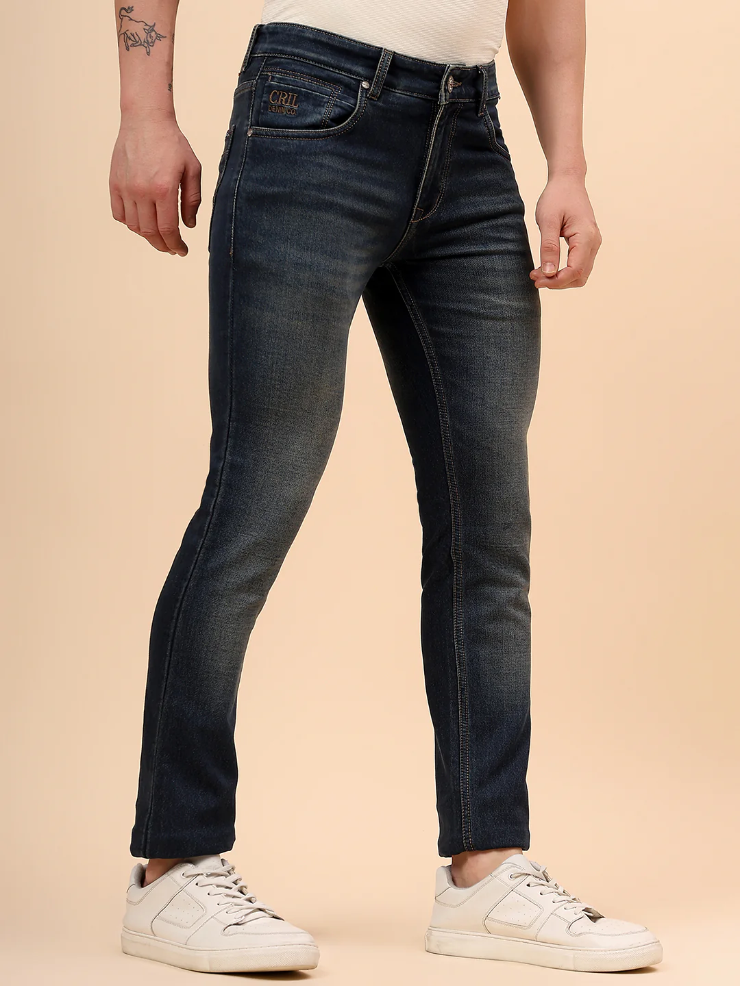 Denim Jeans for Men l Breathable & Soft with Color Fastness Ultra Narrow Fit Cotton Fabric Solid Pattern Button Closure - Image 6