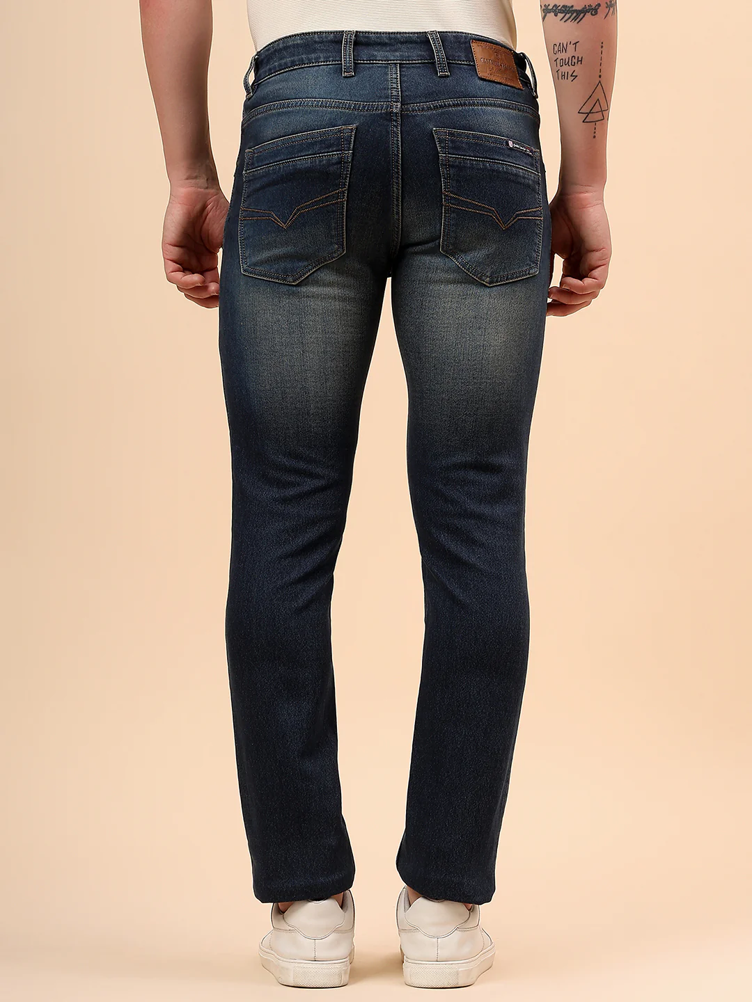 Denim Jeans for Men l Breathable & Soft with Color Fastness Ultra Narrow Fit Cotton Fabric Solid Pattern Button Closure - Image 7