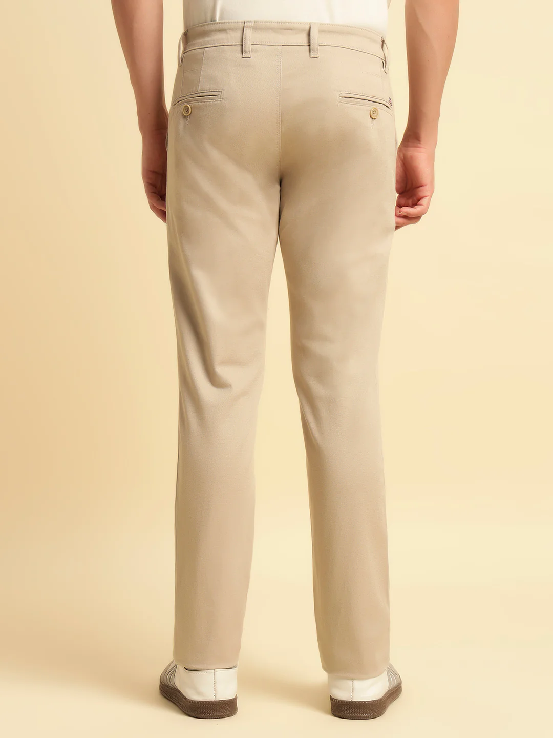 Casual Trouser for Men | Breathable & Soft with Color Fastness Regular Fit Cotton Blend Fabric Solid Pattern Button Closure - Image 4