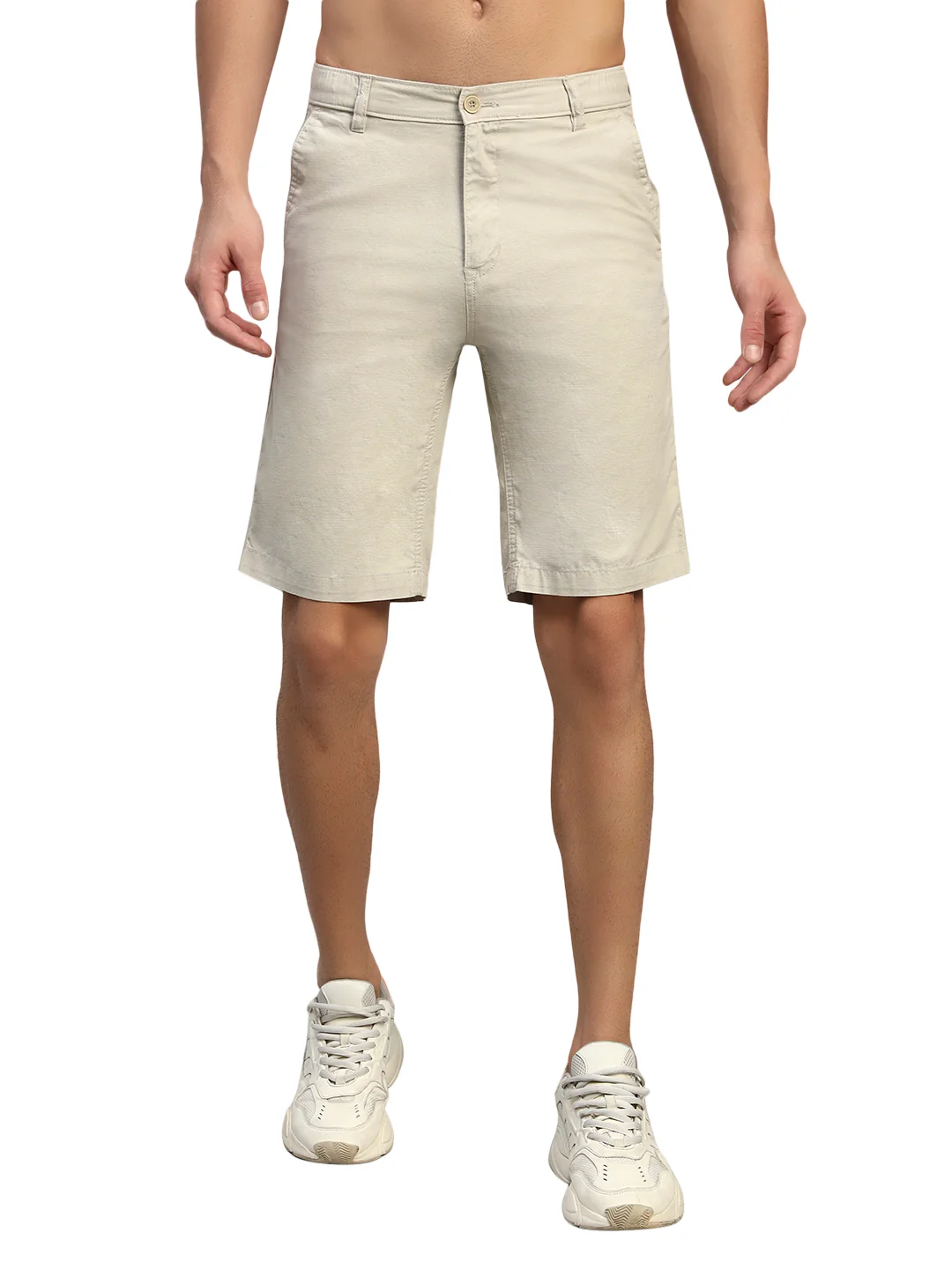 Men's Solid Fawn Regular Fit Casual Bermuda - Image 2