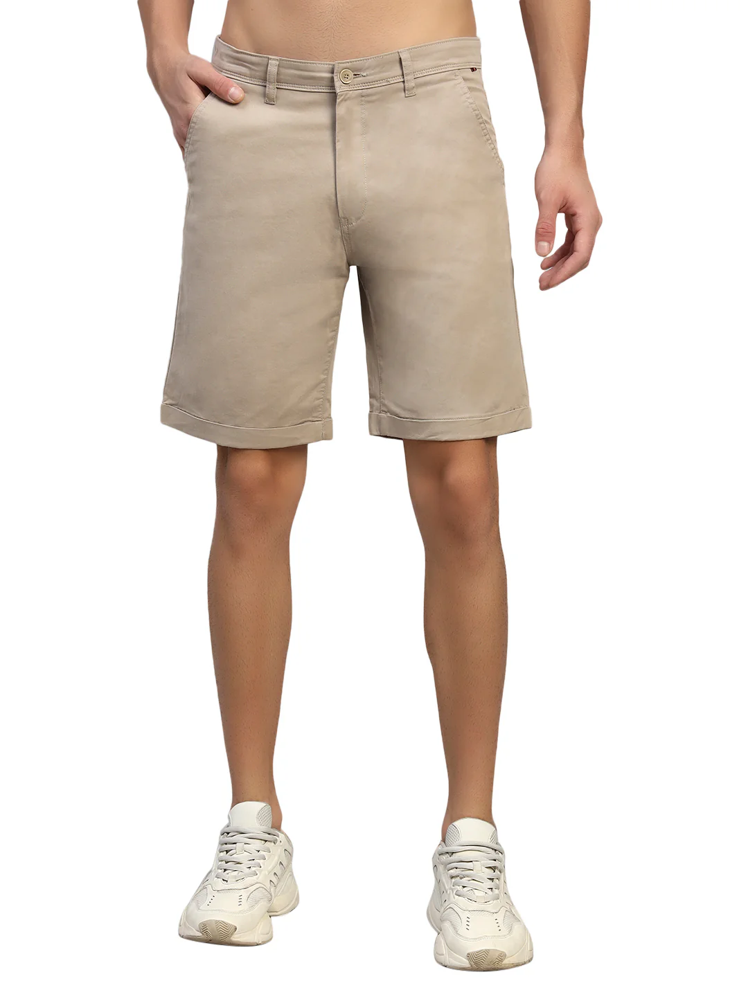 Men's Solid Fawn Regular Fit Casual Bermuda - Image 2