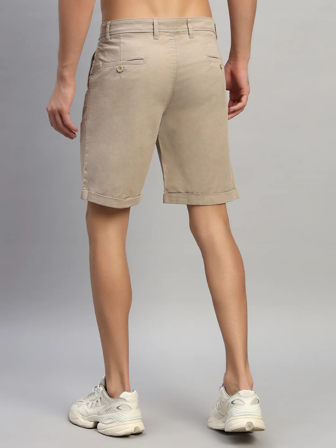 Men's Solid Fawn Regular Fit Casual Bermuda - Image 4