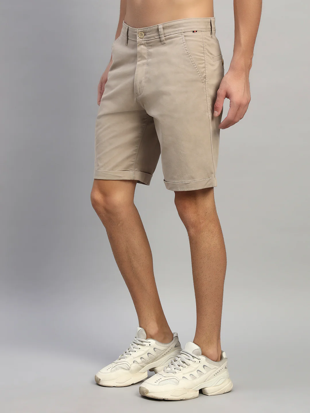 Men's Solid Fawn Regular Fit Casual Bermuda - Image 5