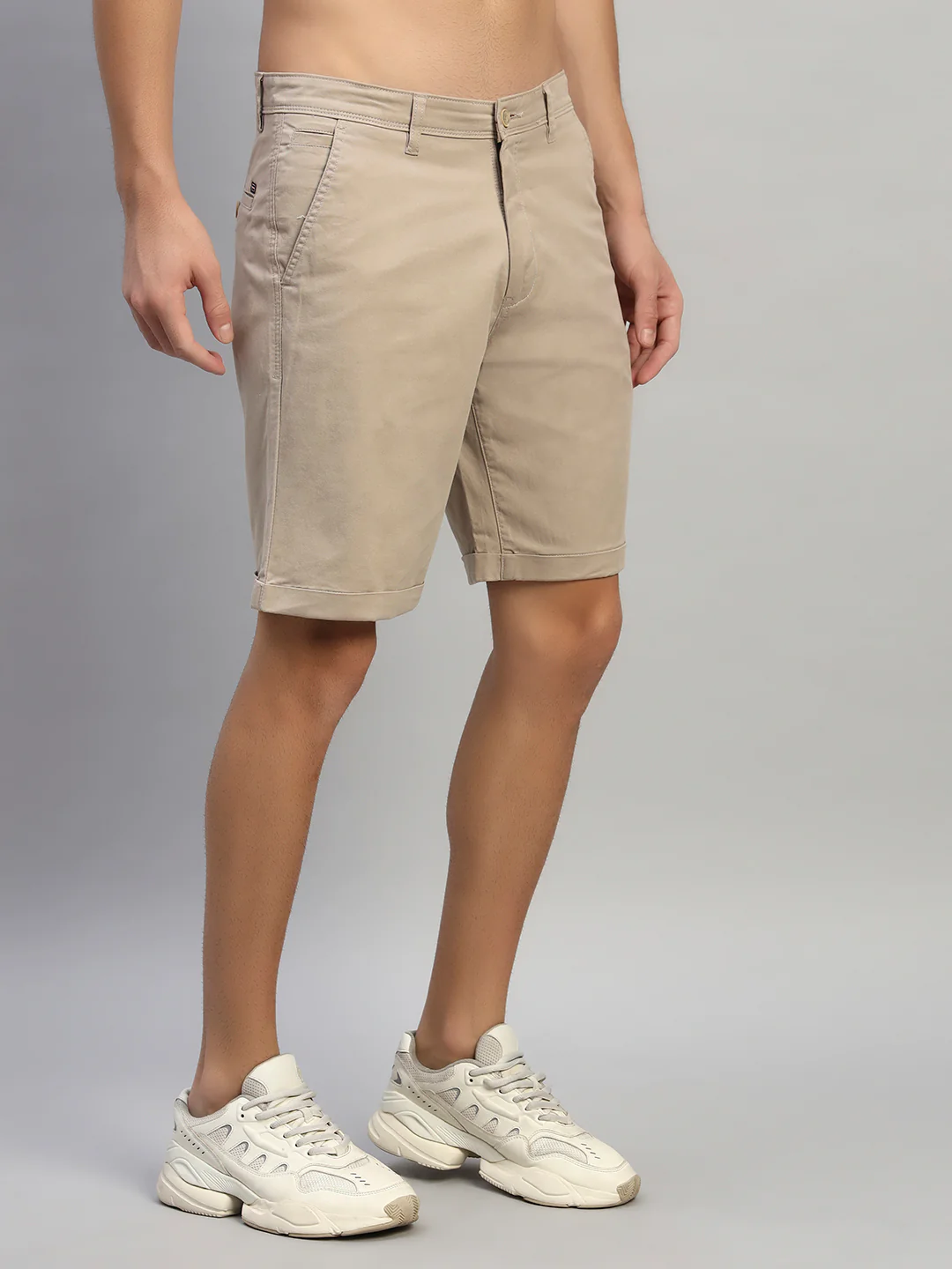Men's Solid Fawn Regular Fit Casual Bermuda - Image 6