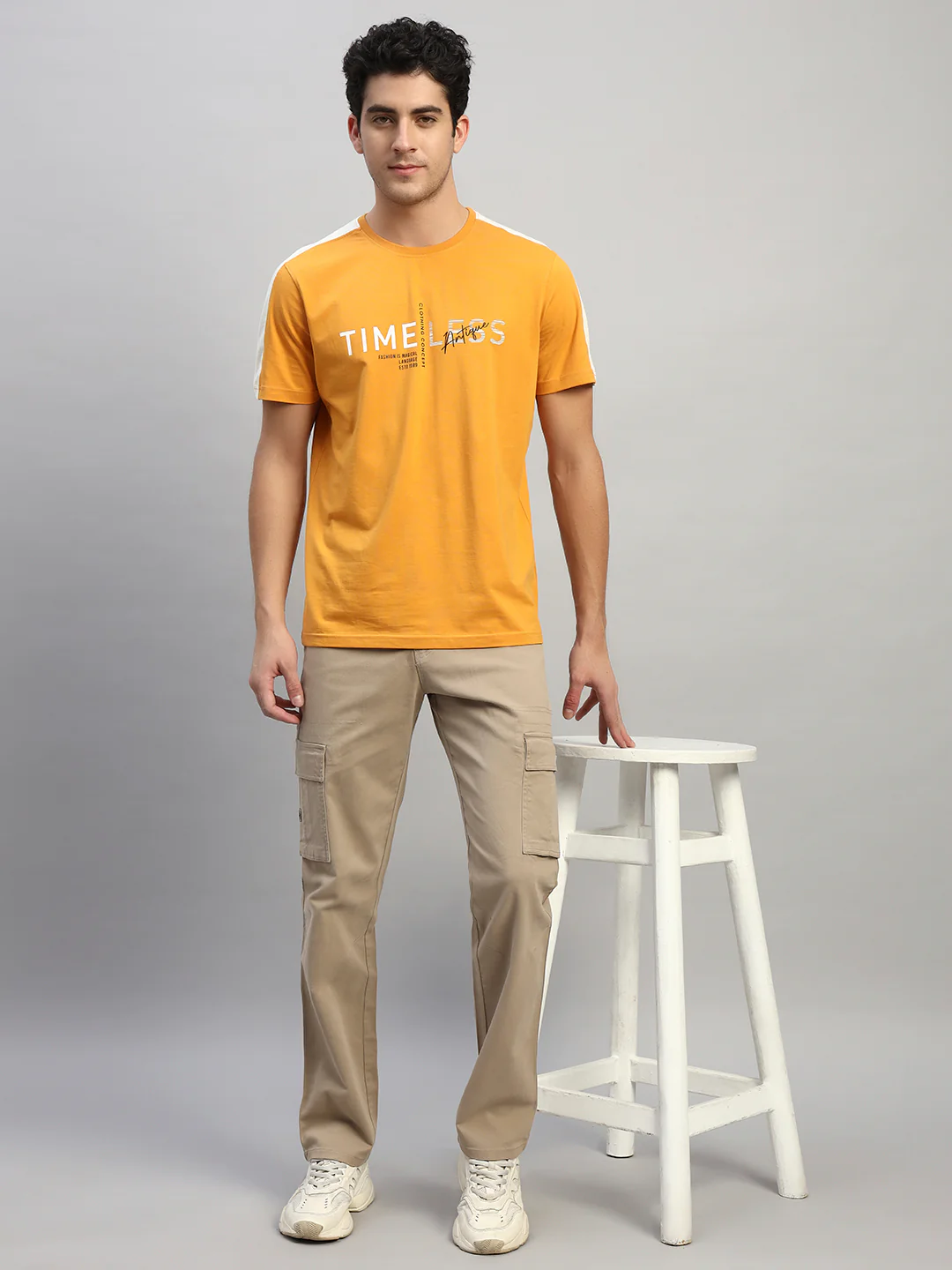 Men's Solid Fawn Regular Fit Casual Cargo - Image 2