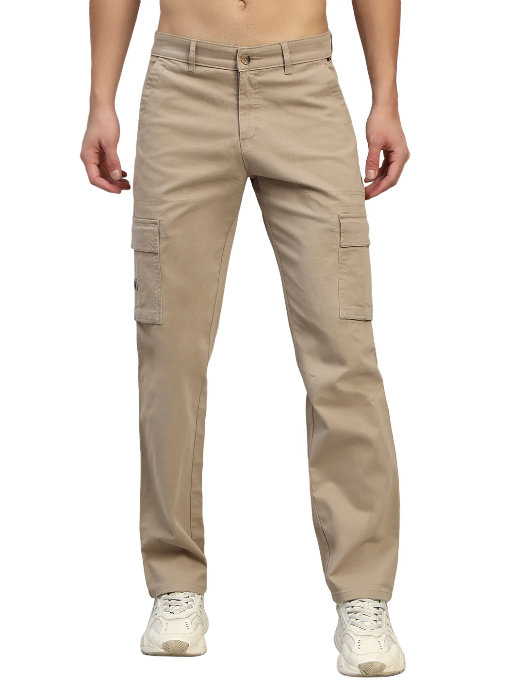 Men's Solid Fawn Regular Fit Casual Cargo - Image 4