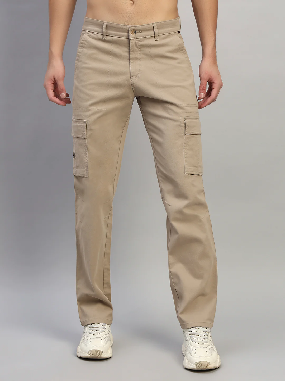 Men's Solid Fawn Regular Fit Casual Cargo - Image 5