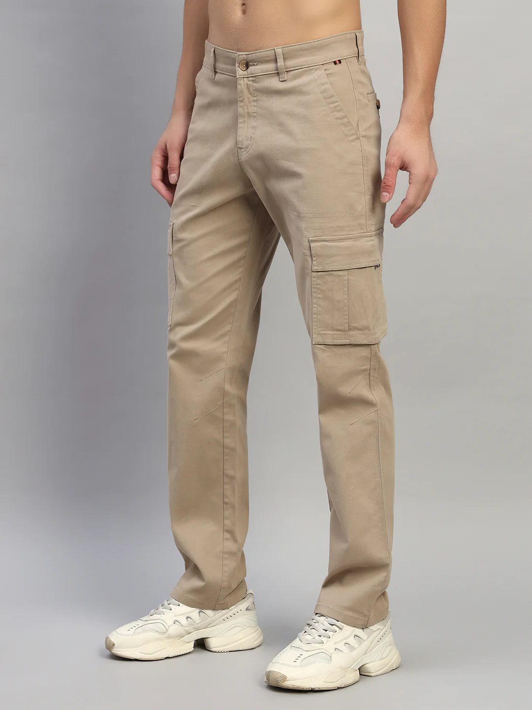 Men's Solid Fawn Regular Fit Casual Cargo - Image 6