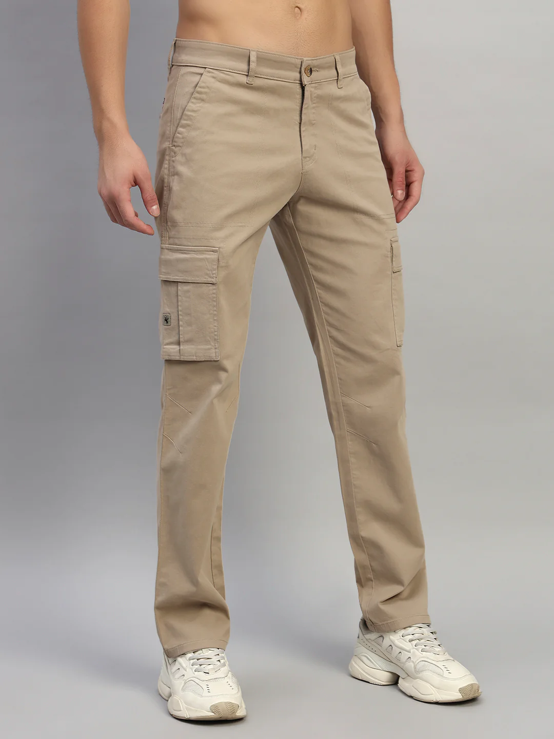Men's Solid Fawn Regular Fit Casual Cargo - Image 7