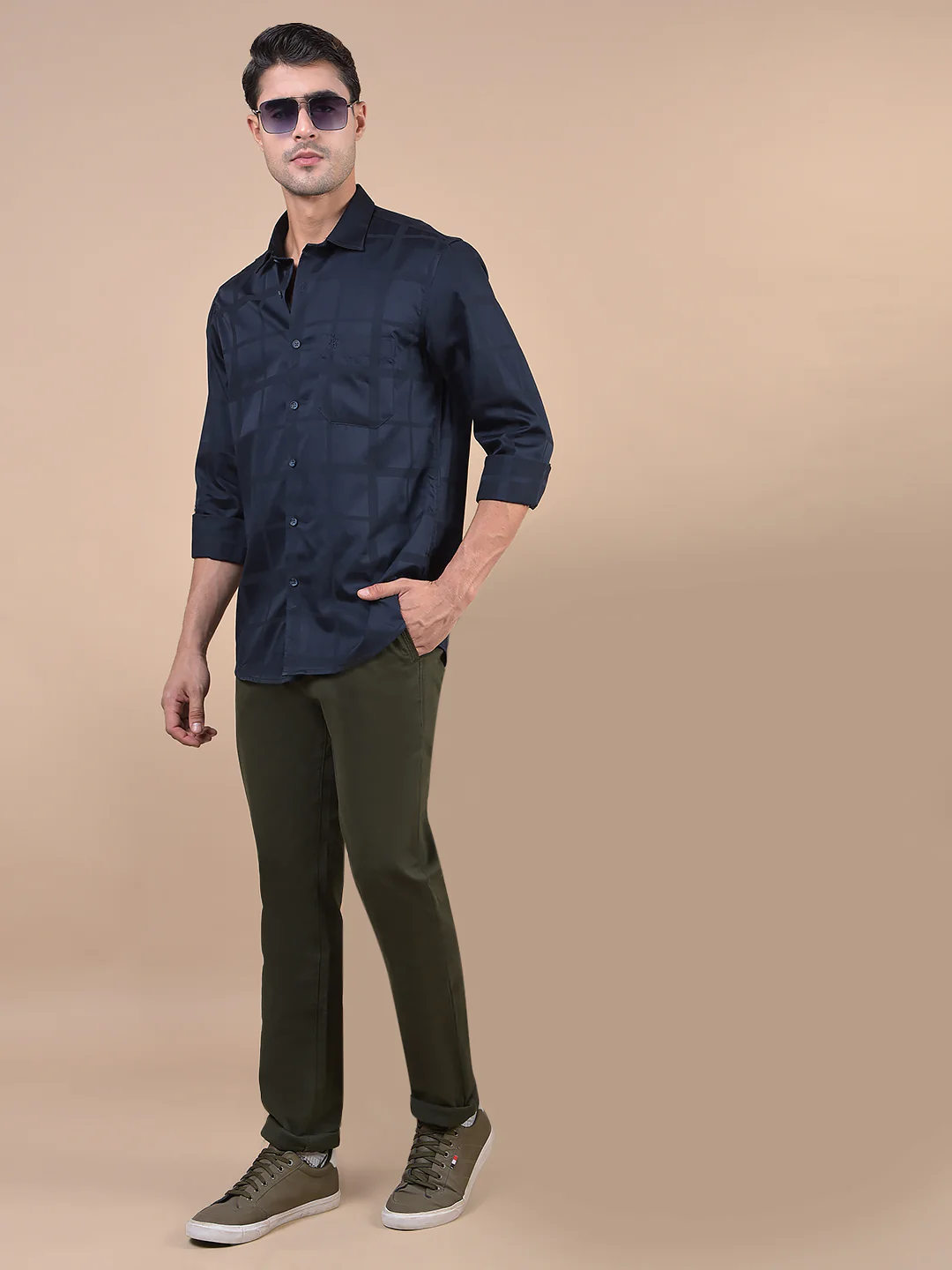 Casual Trouser for Men | Breathable & Soft with Color Fastness Regular Fit Cotton Blend Fabric Solid Pattern Button Closure - Image 3